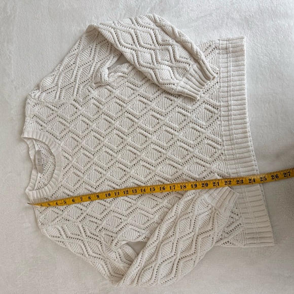 LOFT Cream Diamond Knit Sweater Petite - Picture 7 of 8